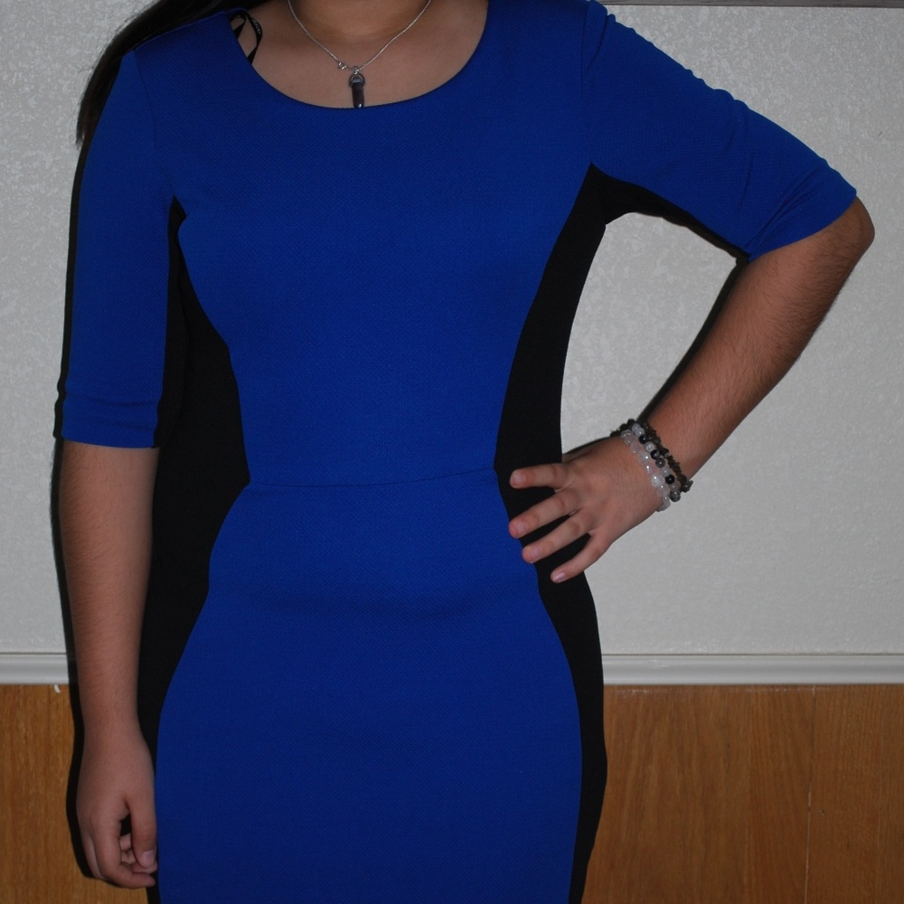 Bisou Bisou Blue Bodycon Dress Stretch Sz 12